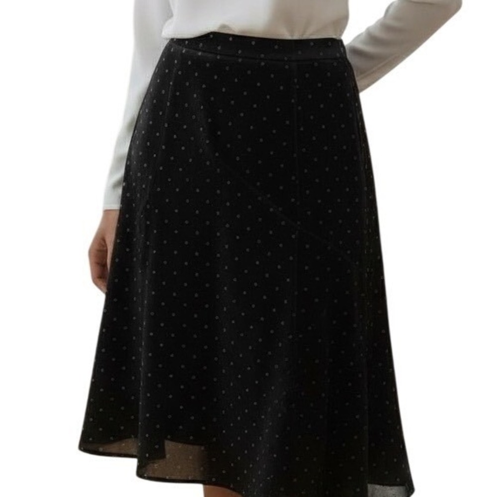 MARC JACOBS Vintage Black Velvet W/Silver Polka Dot Midi Skirt Silk Blend Y2K 10